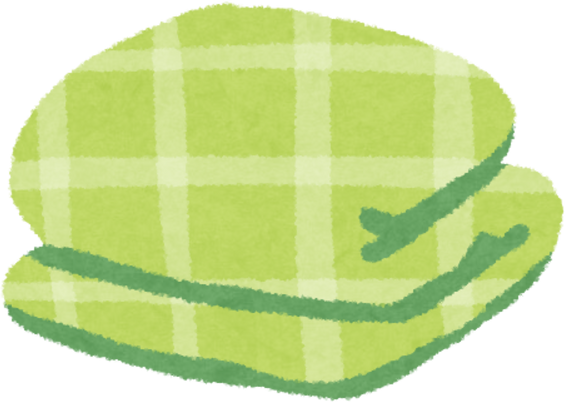 Illustration of a Folded Green Checkered Futon